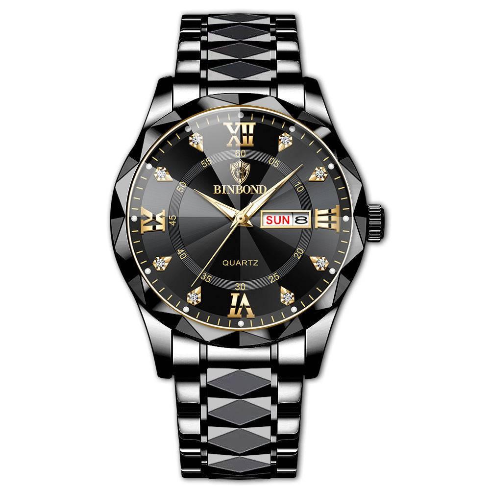 BINBOND Waterproof Luminous Dual Calendar Watch Men's