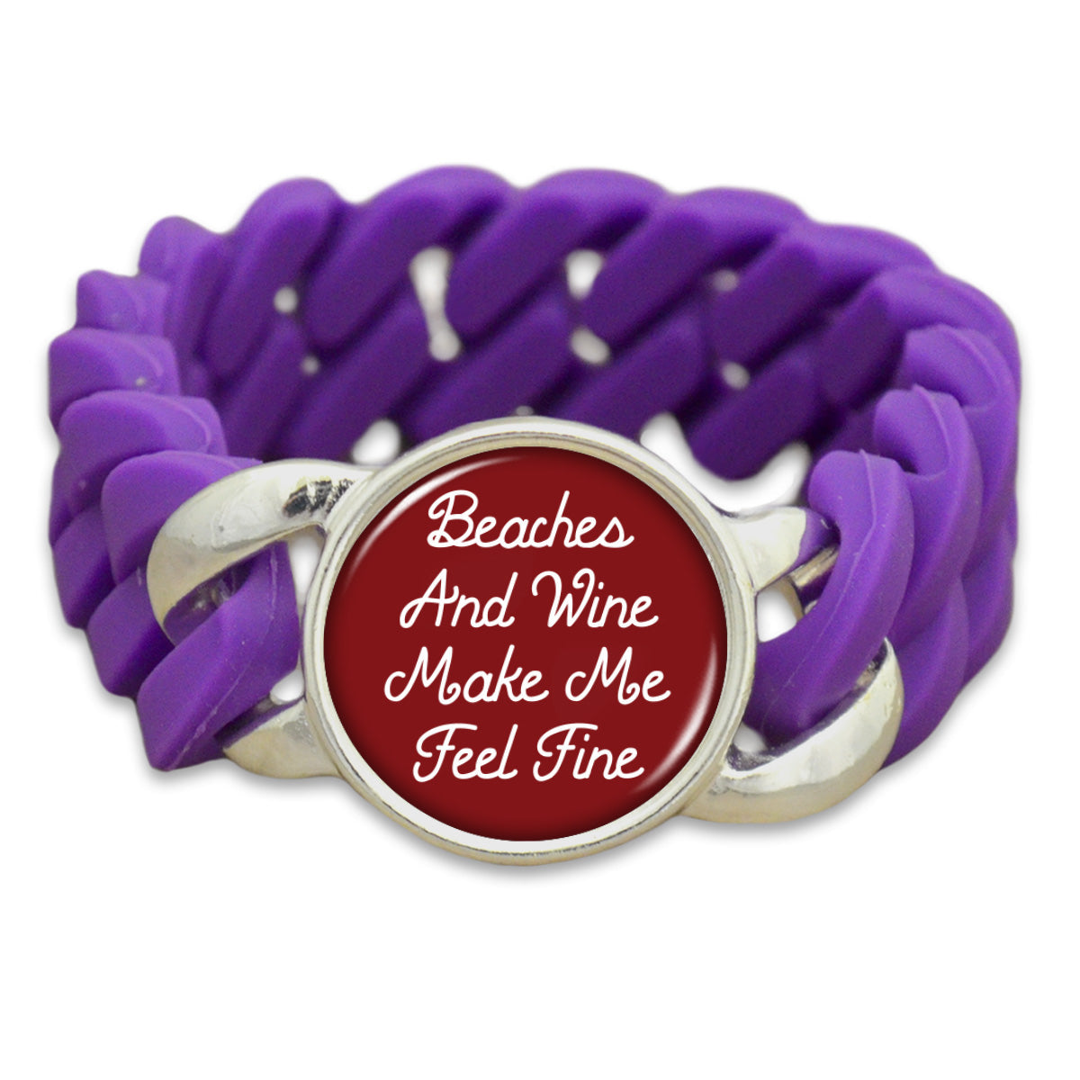 Beaches And Wine Make Me Feel Fine Colored Silicone Stretch Bracelet