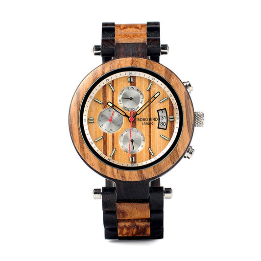 BOBOBIRD Wooden Multi-functional Business Quartz Watch for Men