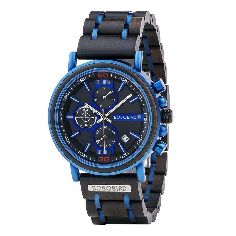 BOBOBIRD Wooden Multi-functional Business Quartz Watch for Men
