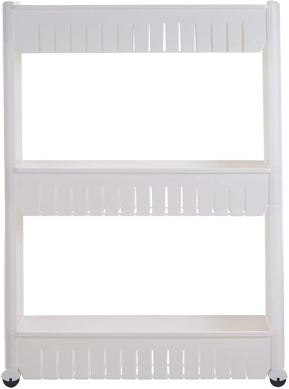 Multipurpose 3 Layer Slim Side Space Saving Storage Organizer Rack Shelf