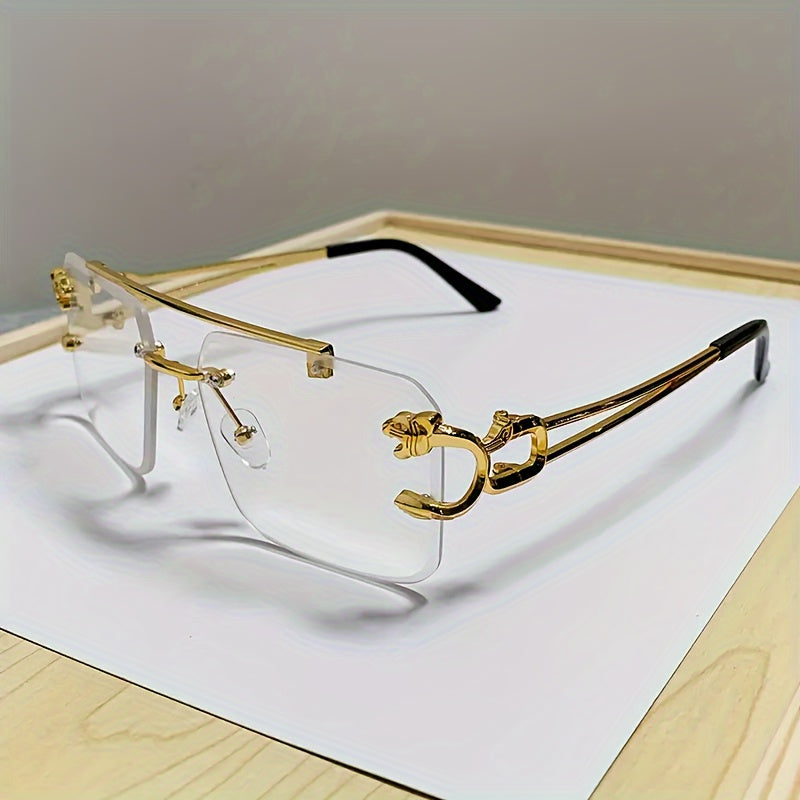 Vintage-Inspired Large Square Rimless Fashion Glasses