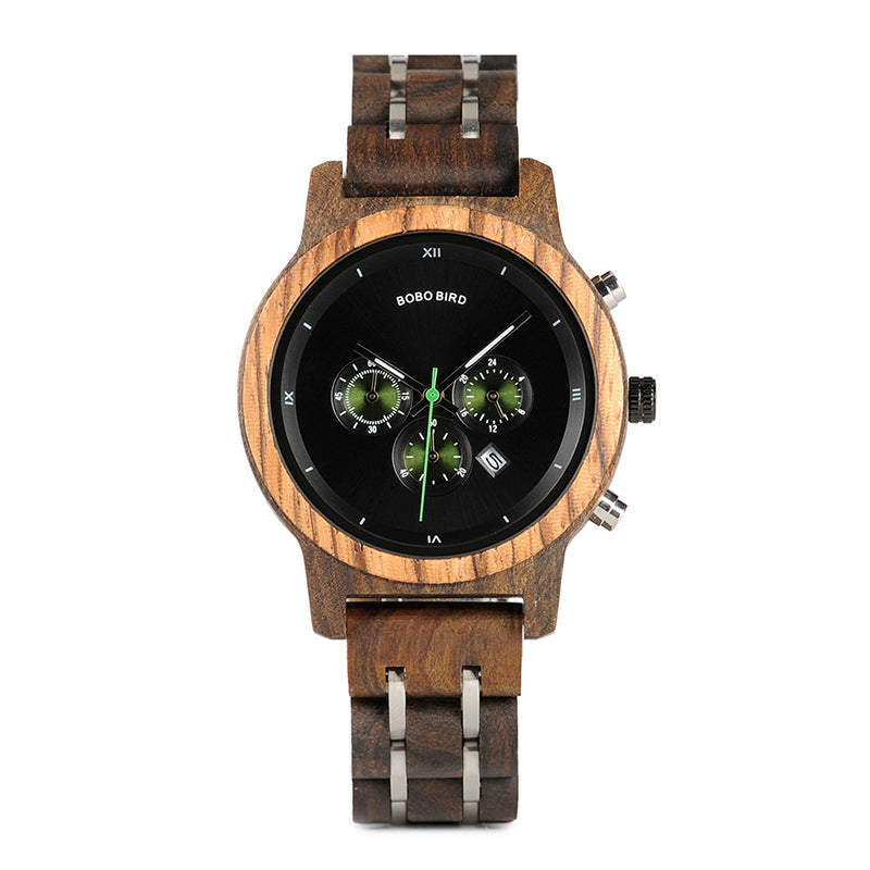BOBOBIRD Wooden Multi-functional Business Quartz Watch for Men