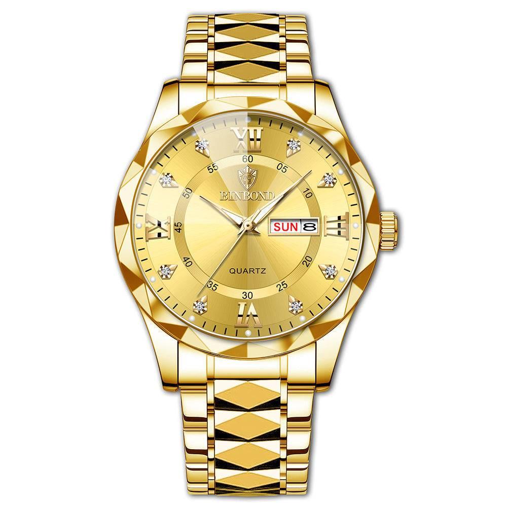 BINBOND Waterproof Luminous Dual Calendar Watch Men's