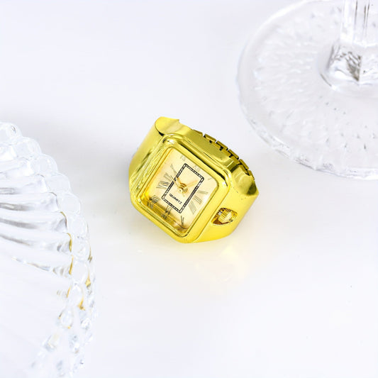 Boho Quartz Ring Watch Set for Couples – Alloy Case, Creative Finger Watches