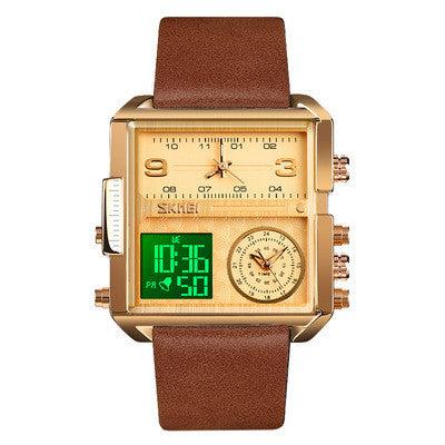 Skmei square 3 time Analog Digital 41mm dial watch for Men 1584 Original