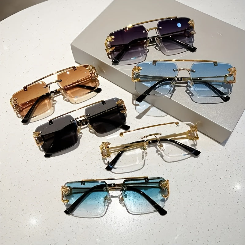 Vintage-Inspired Large Square Rimless Fashion Glasses