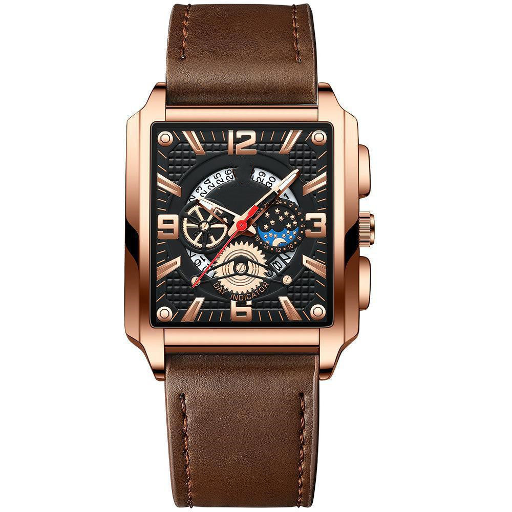 Binbond Men's Vintage Square Calendar Waterproof watch for men B6575