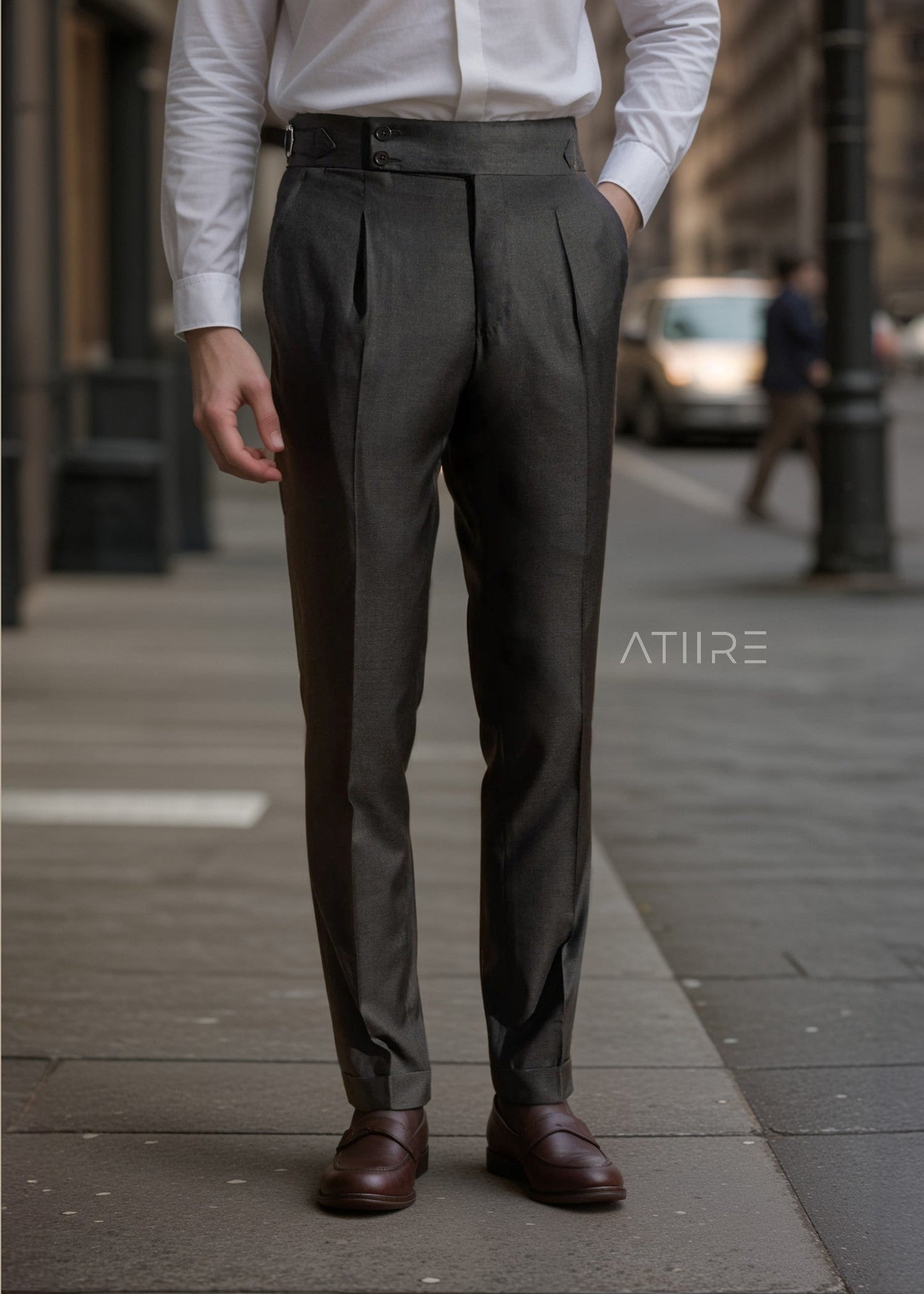 BLACK SIGNATURE BUTTONED GURKHA PANTS BY ATIIRE