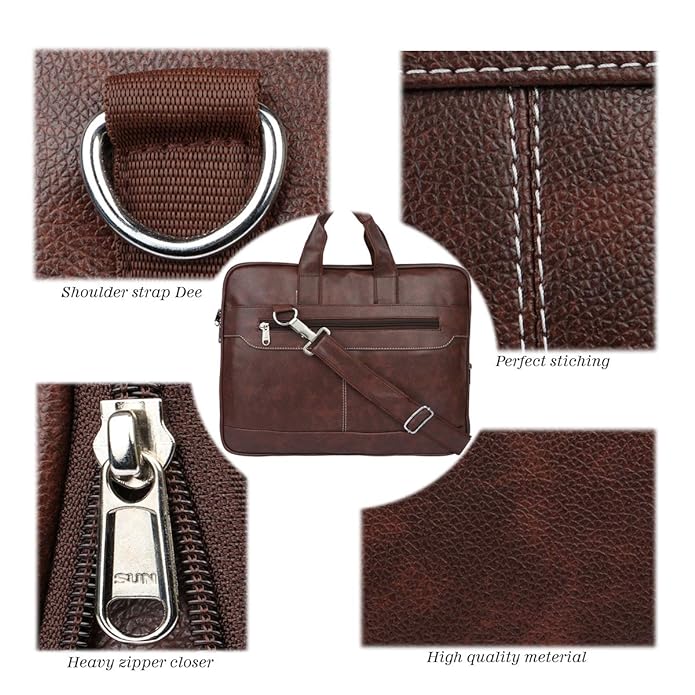 Men's Leather Finish Laptop & Shoulder Bag By ATIIRE