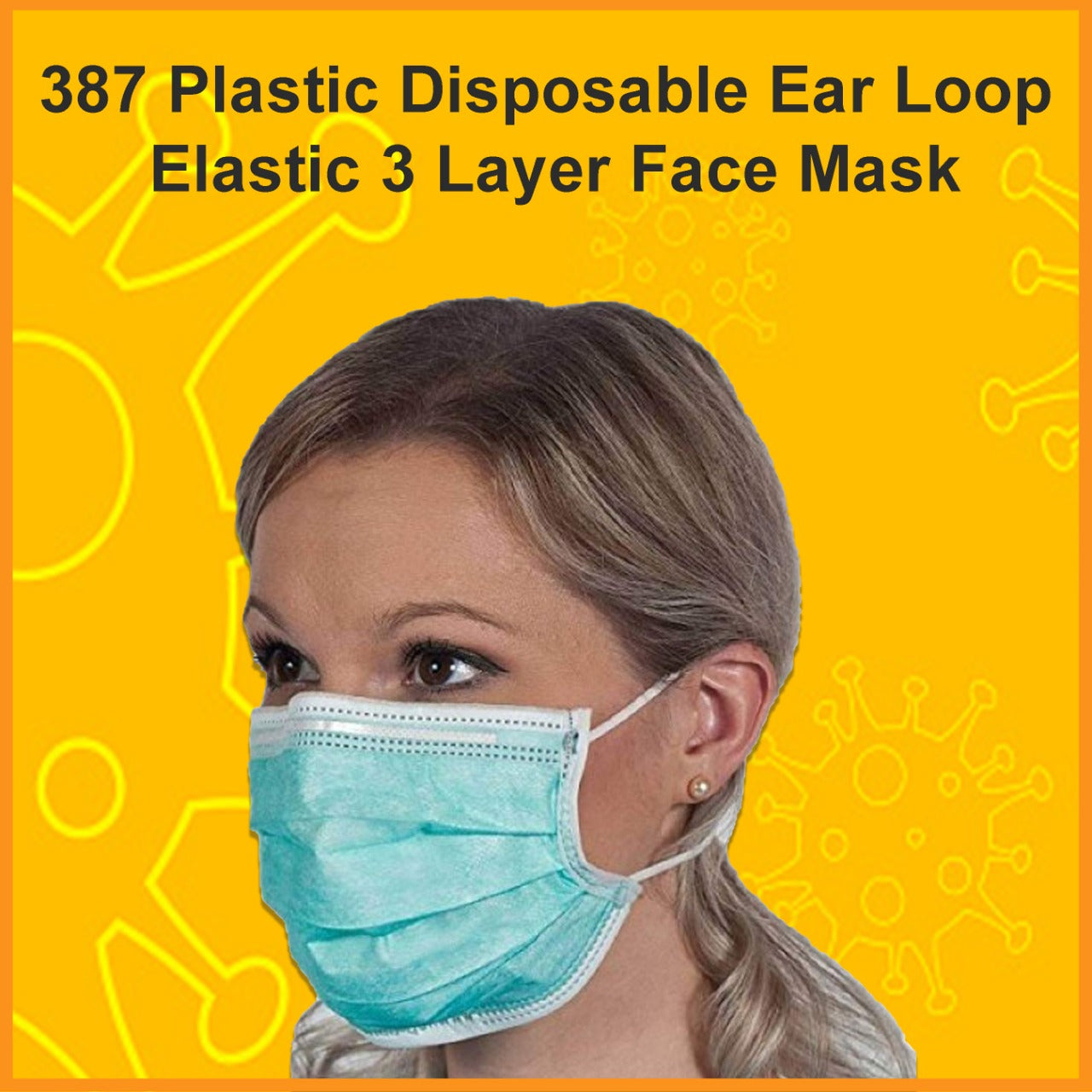 Plastic Disposable Ear Loop Elastic 3 Layer Face Mask (Blue)
