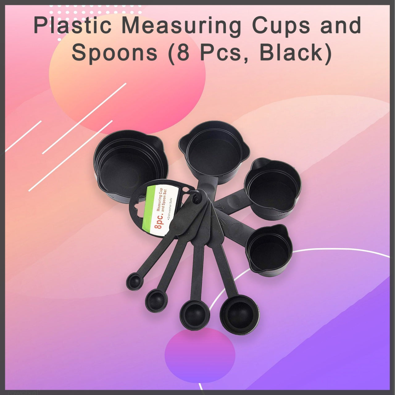 Plastic Measuring Cups and Spoons (8 Pcs, Black) 