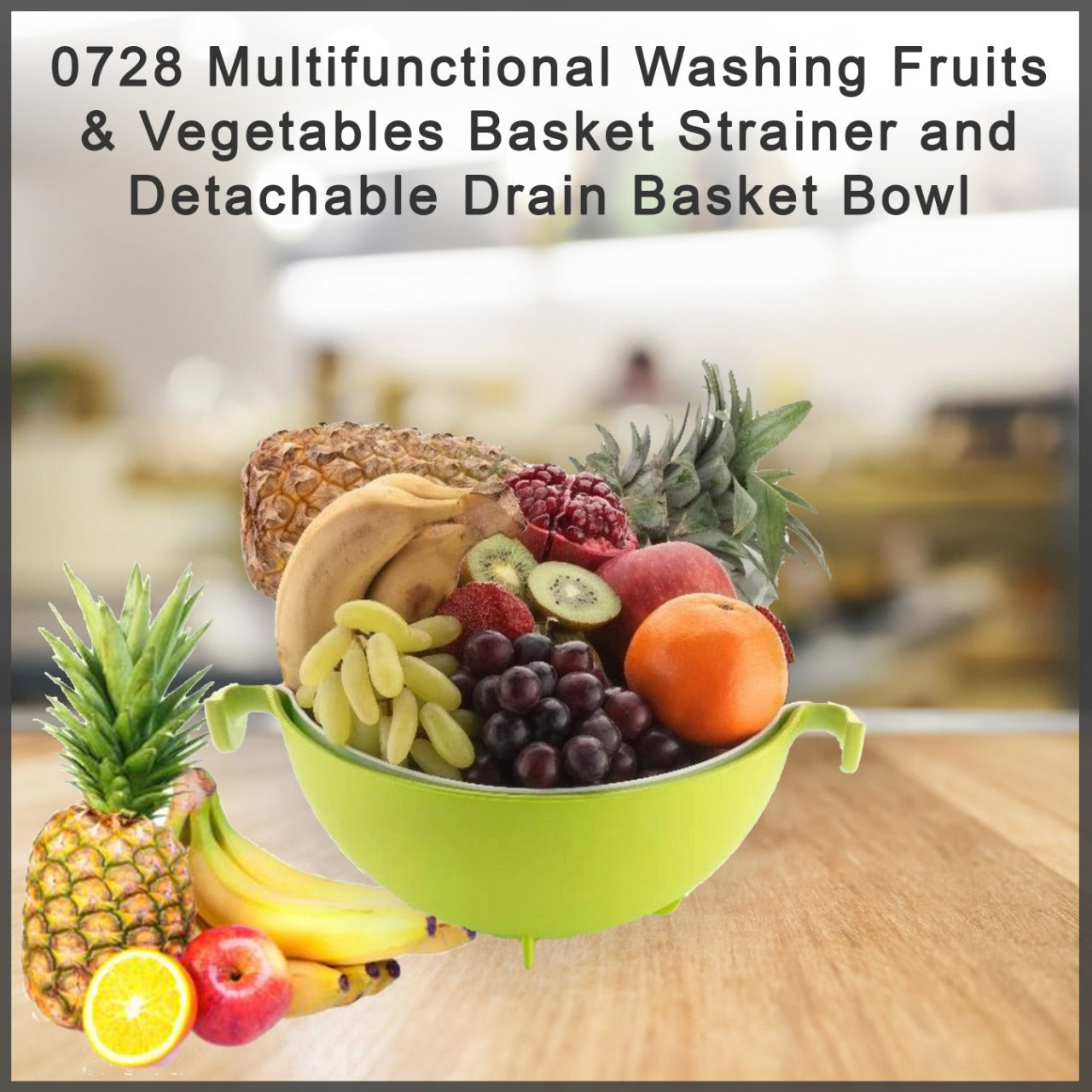 Multifunctional Washing Fruits & Vegetables Basket Strainer and Detachable Drain Basket Bowl