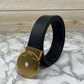 Flower Pattern Round Pin Buckle Leather Belt For Men-SunglassesCraft