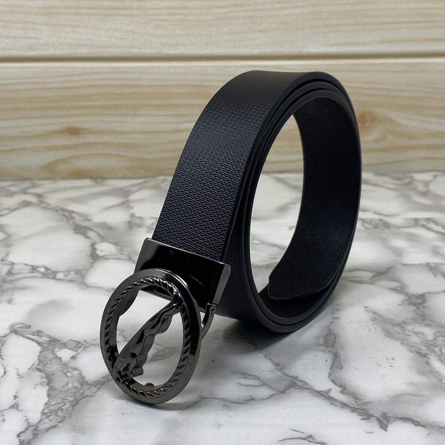 Round Jaguar Metal Buckle With Leather Strap Belt-SunglassesCraft