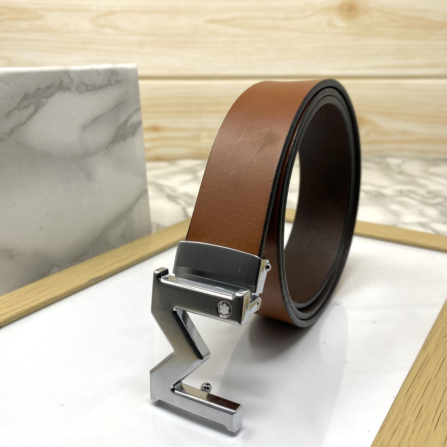M-Pattern Leather Strap Belt -SunglassesCraft
