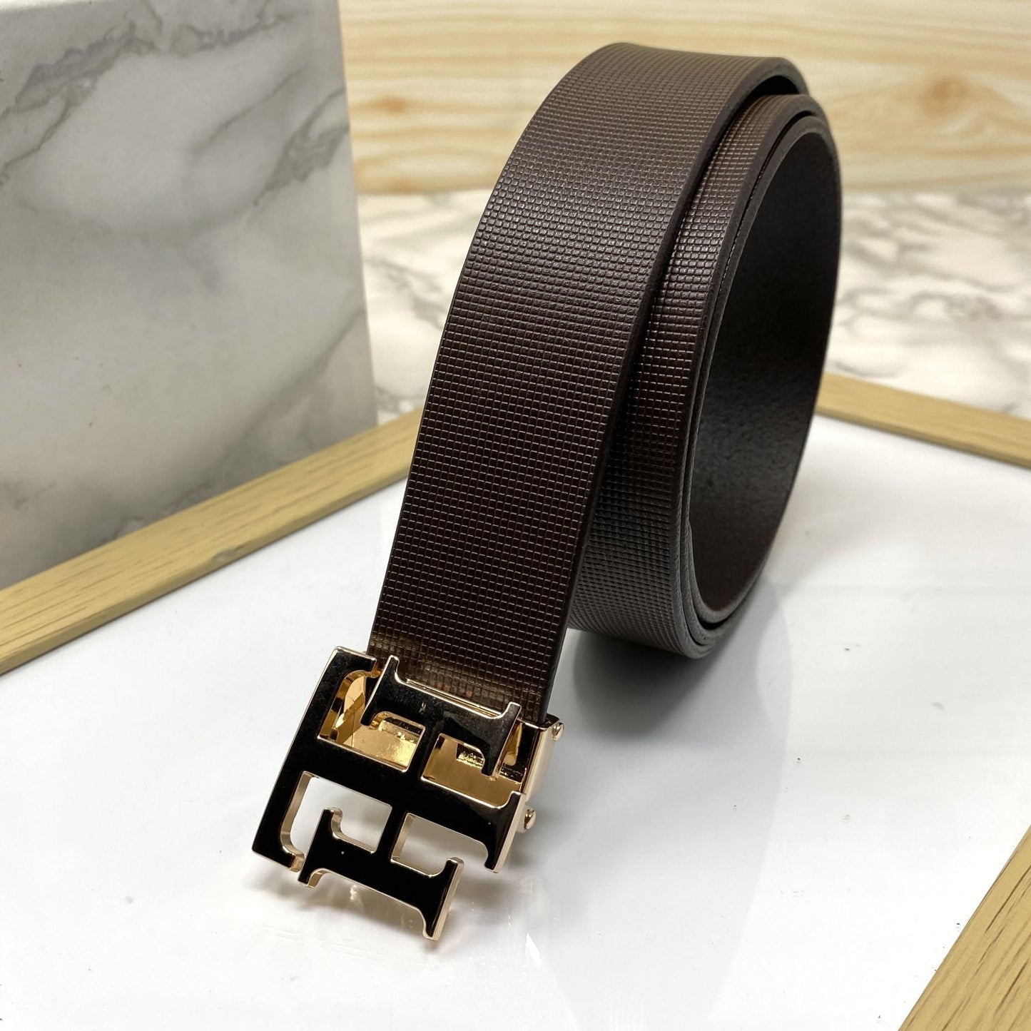 TH Pattern Leather Strap Belt-SunglassesCraft