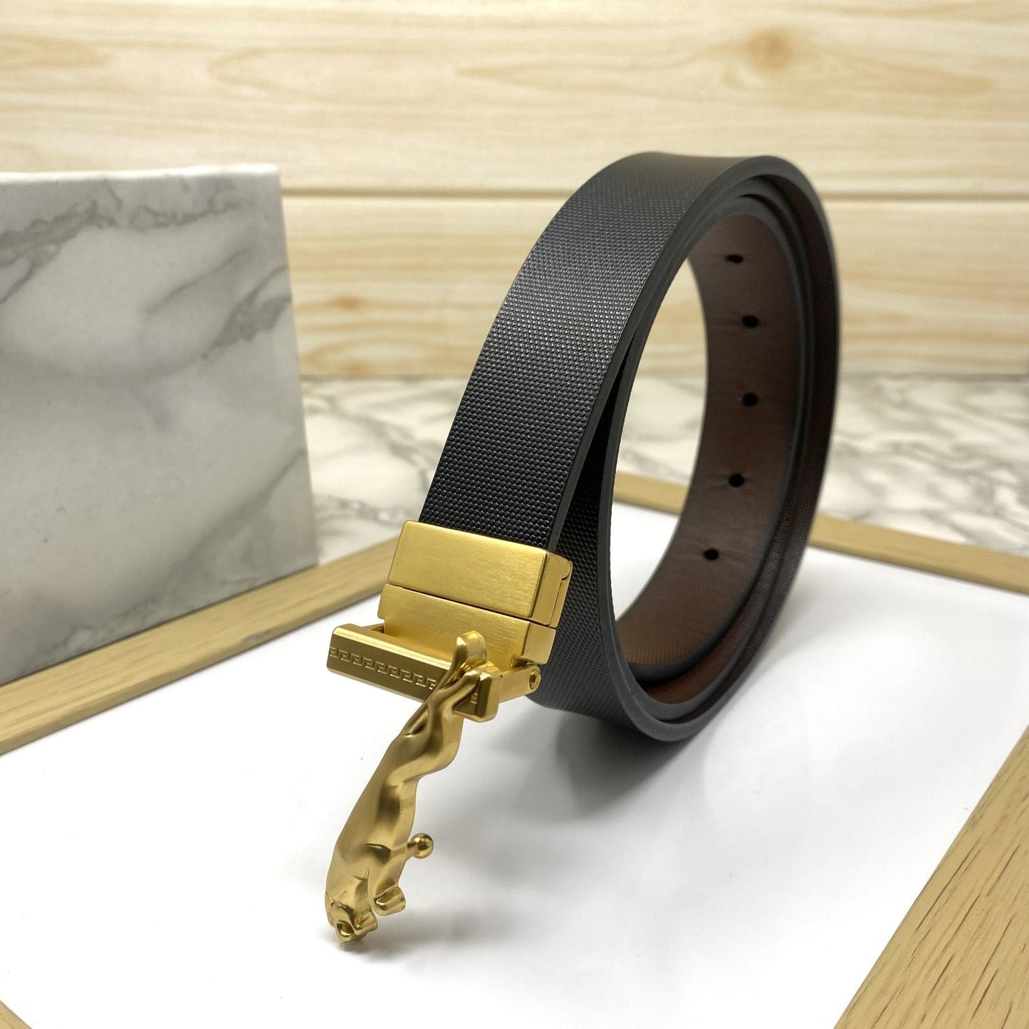 Small Jaguar Pattern Reversible Strap Belt -SunglassesCraft