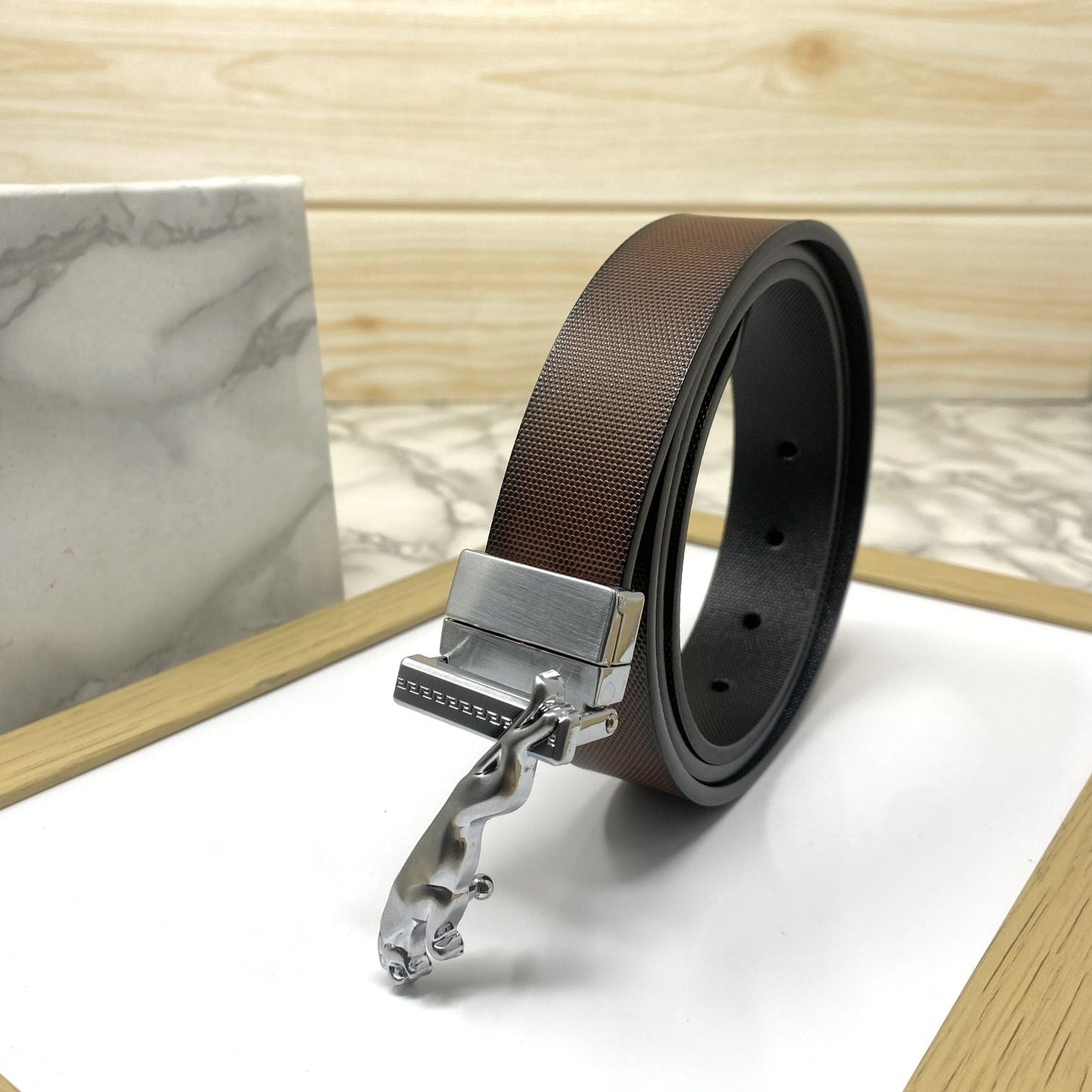 Small Jaguar Pattern Reversible Strap Belt -SunglassesCraft