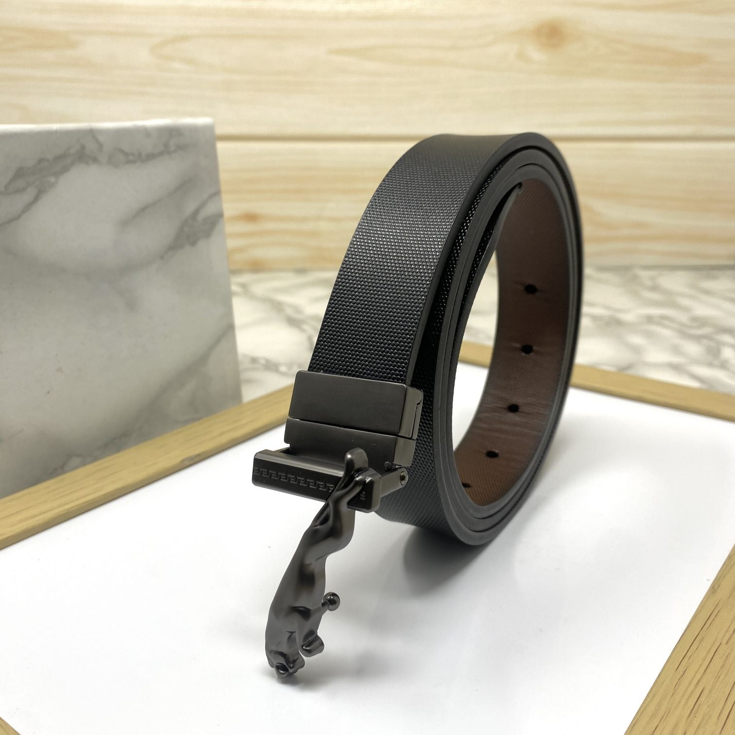 Small Jaguar Pattern Reversible Strap Belt -SunglassesCraft