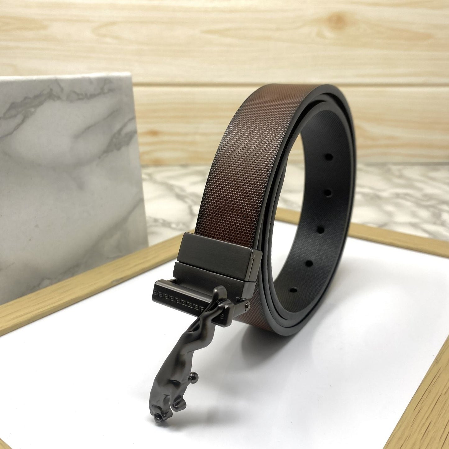 Small Jaguar Pattern Reversible Strap Belt -SunglassesCraft