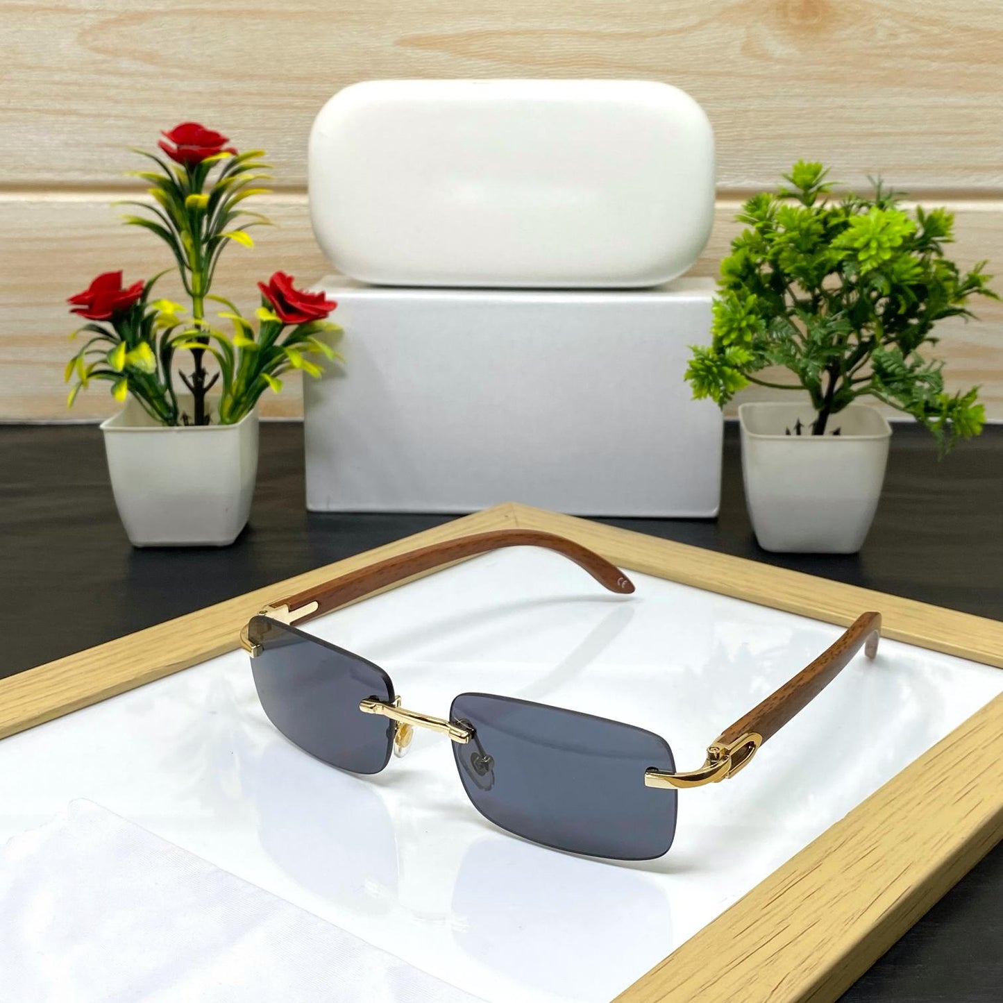 Rimless Rectangular Sunglasses For Men And Women-SunglassesCraft