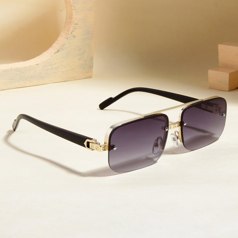 Classic Retro Semi-Rimless Square Sunglasses For Unisex-SunglassesCraft