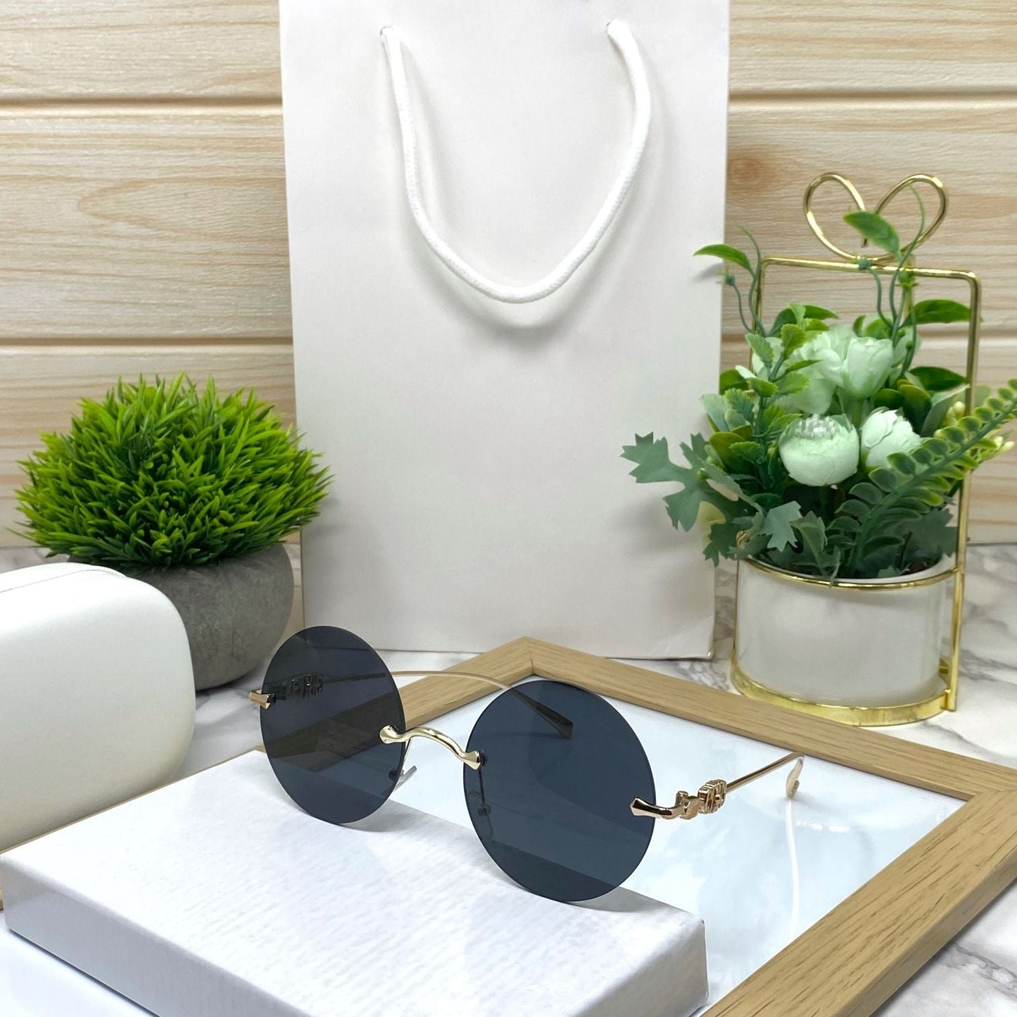 New Vintage Alloy Rimless Round Sunglasses Unisex-SunglassesCraft