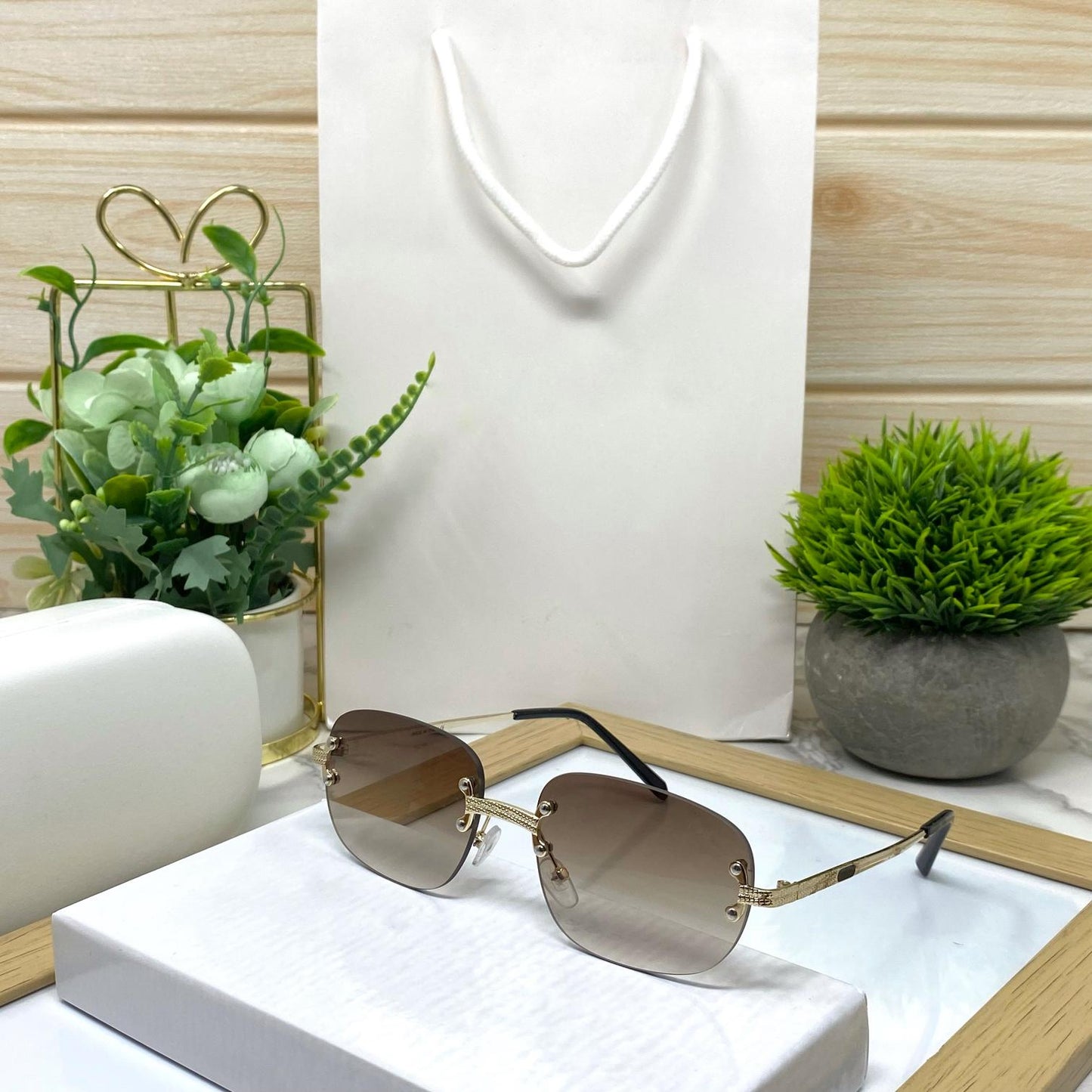 Vintage Fashion Rimless Sunglasses For Men And Women-SunglassesCraft