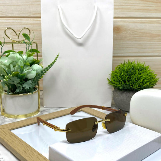 Classic Wooden Rimless Sunglasses Unisex-SunglassesCraft