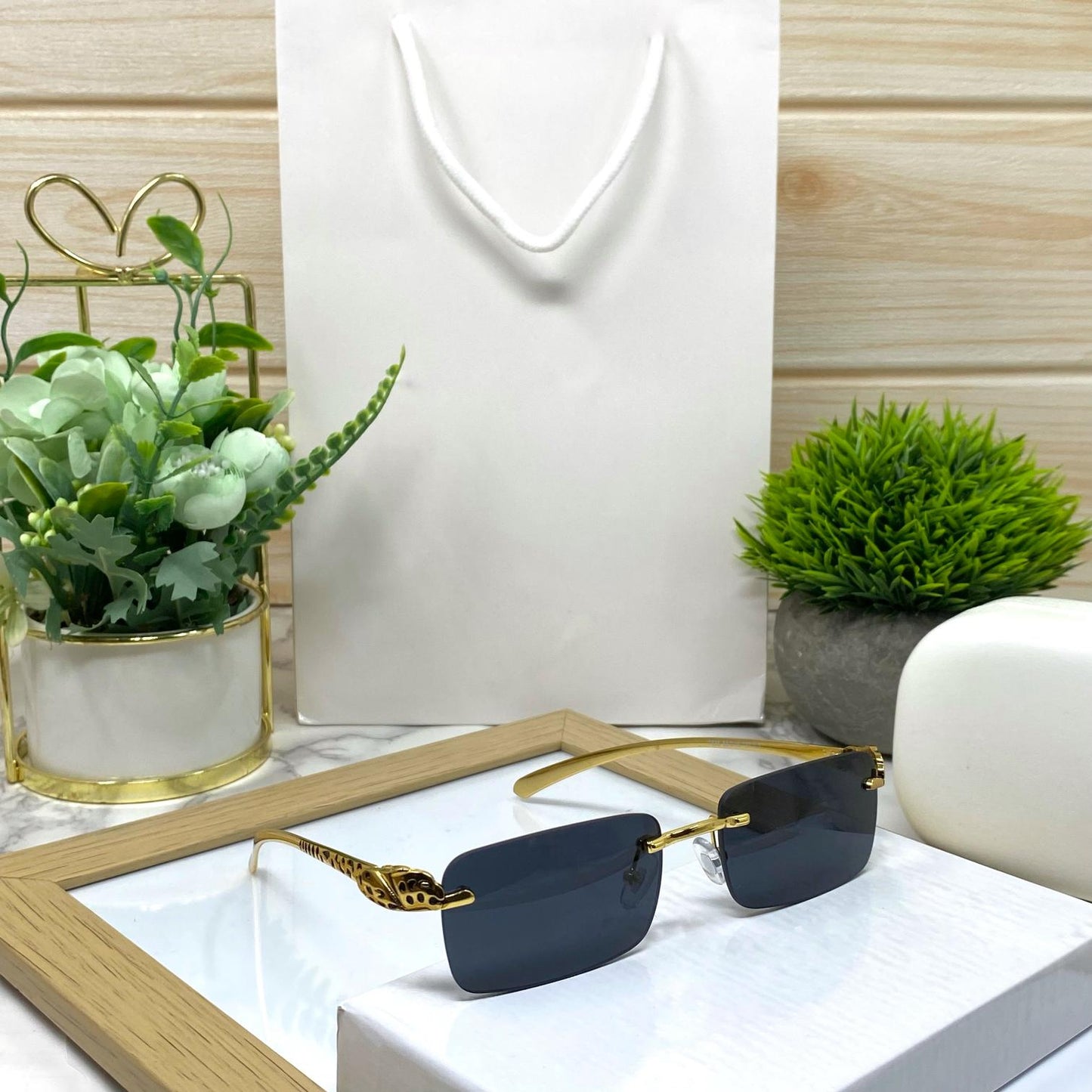 Leopard Metal Rimless Sunglasses Unisex-SunglassesCraft