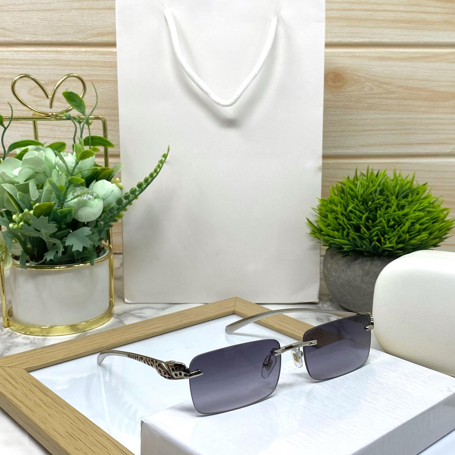 Leopard Metal Rimless Sunglasses Unisex-SunglassesCraft