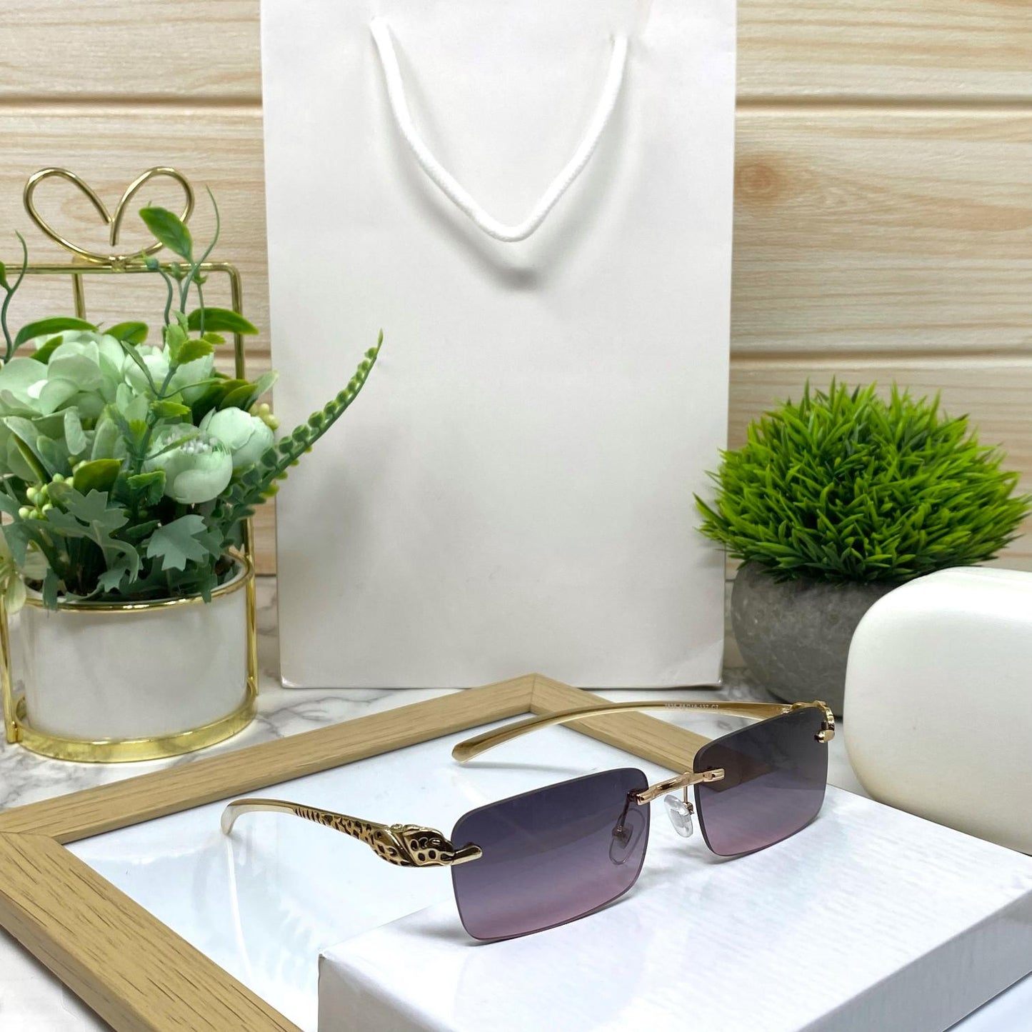 Leopard Metal Rimless Sunglasses Unisex-SunglassesCraft