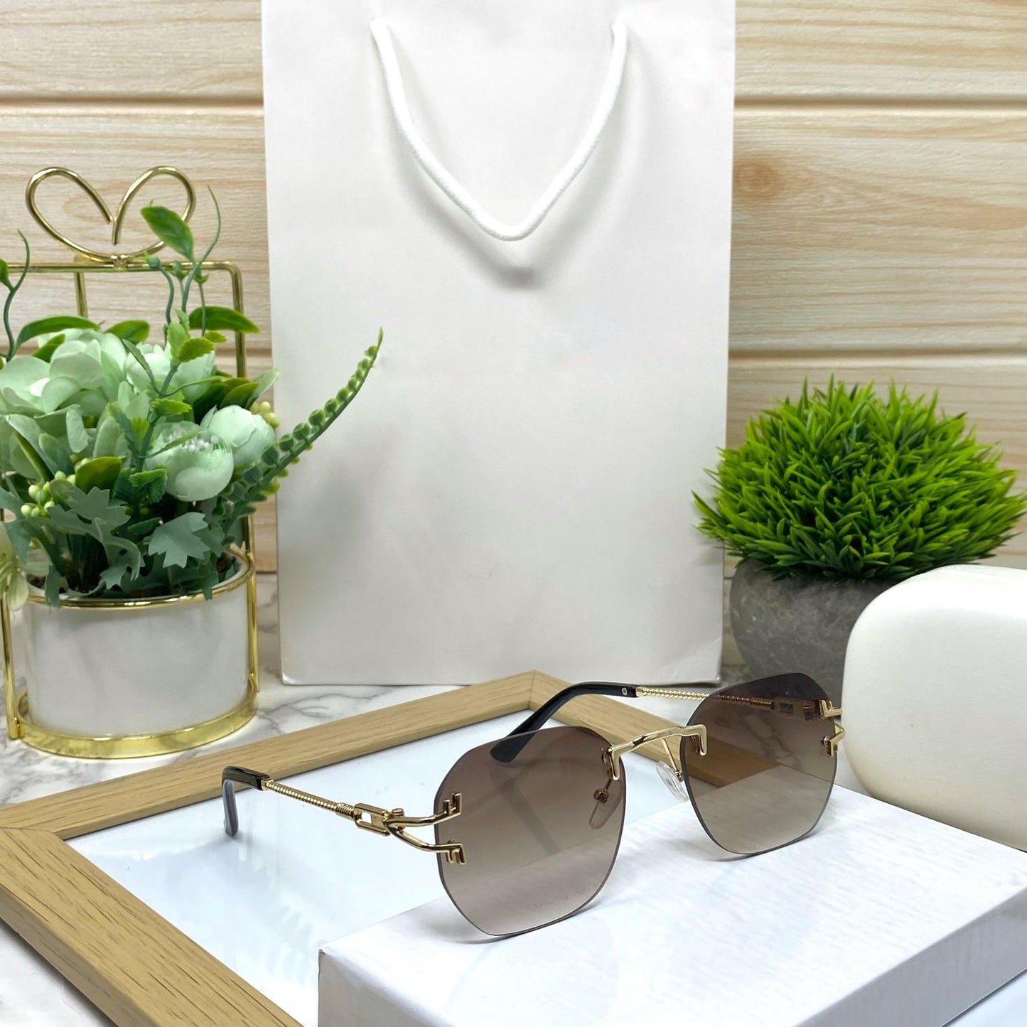 New Metal Rimless Sunglasses Men And Women-SunglassesCraft