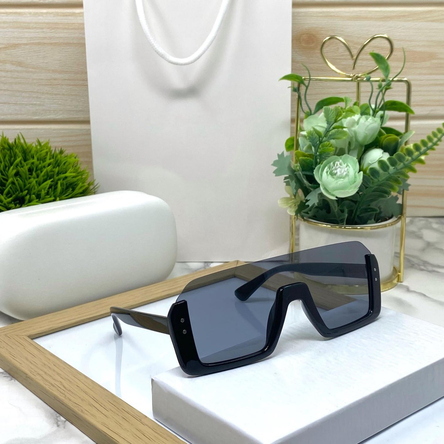 Trendy Oversize Half Frame Square Sunglasses Unisex-SunglassesCraft