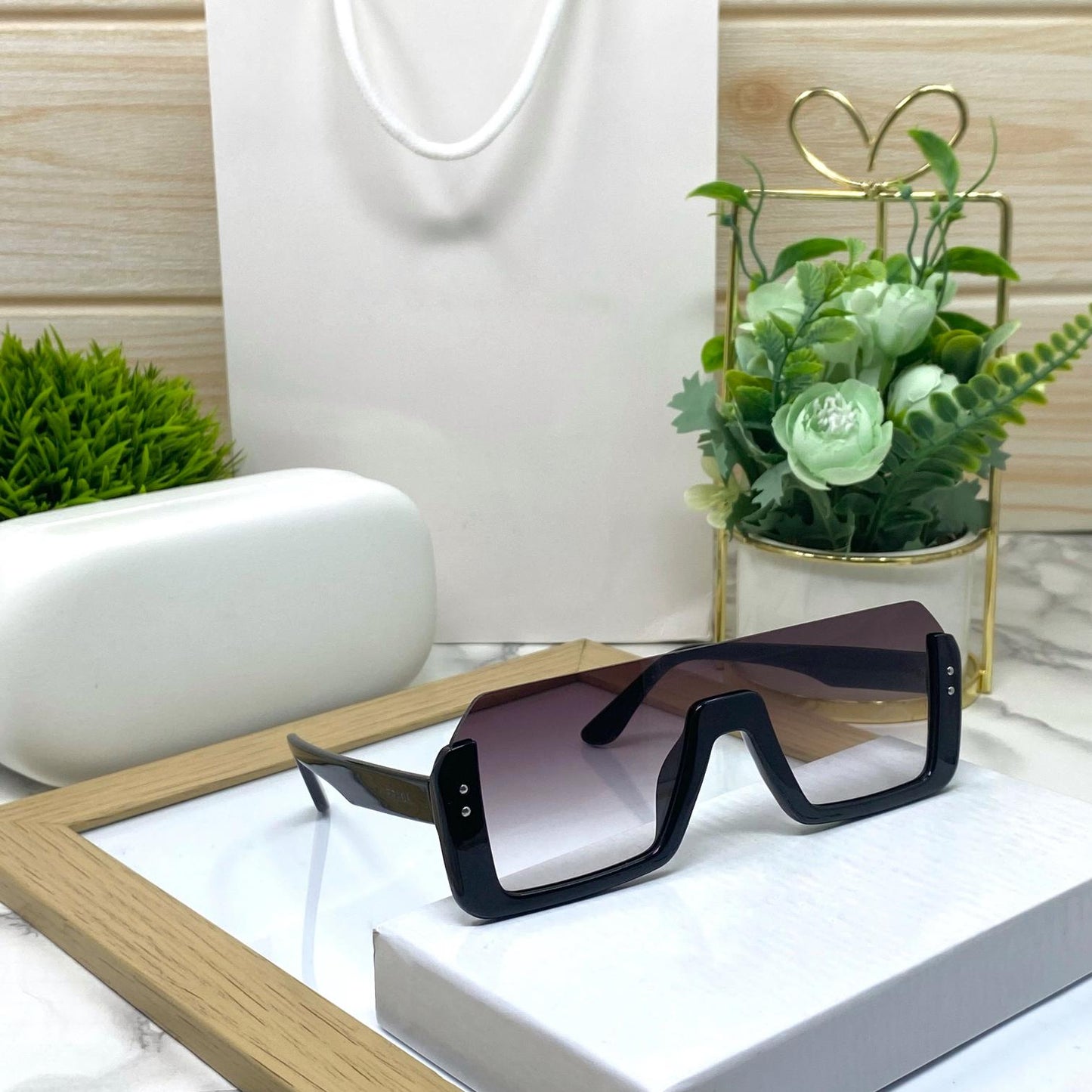 Trendy Oversize Half Frame Square Sunglasses Unisex-SunglassesCraft