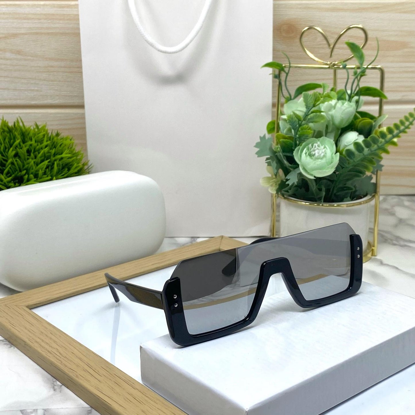 Trendy Oversize Half Frame Square Sunglasses Unisex-SunglassesCraft