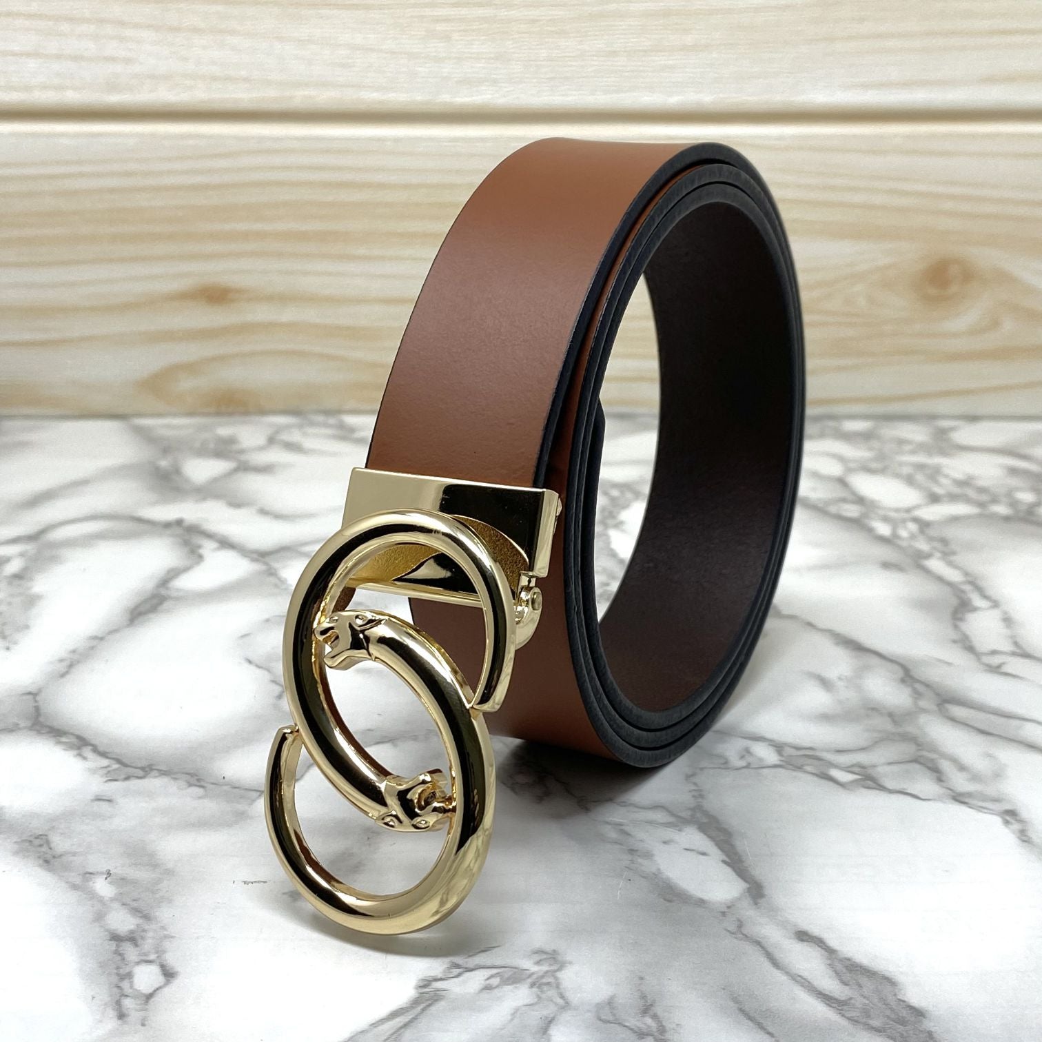 Classic Jaguar Design Leather Strap Belt-SunglassesCraft
