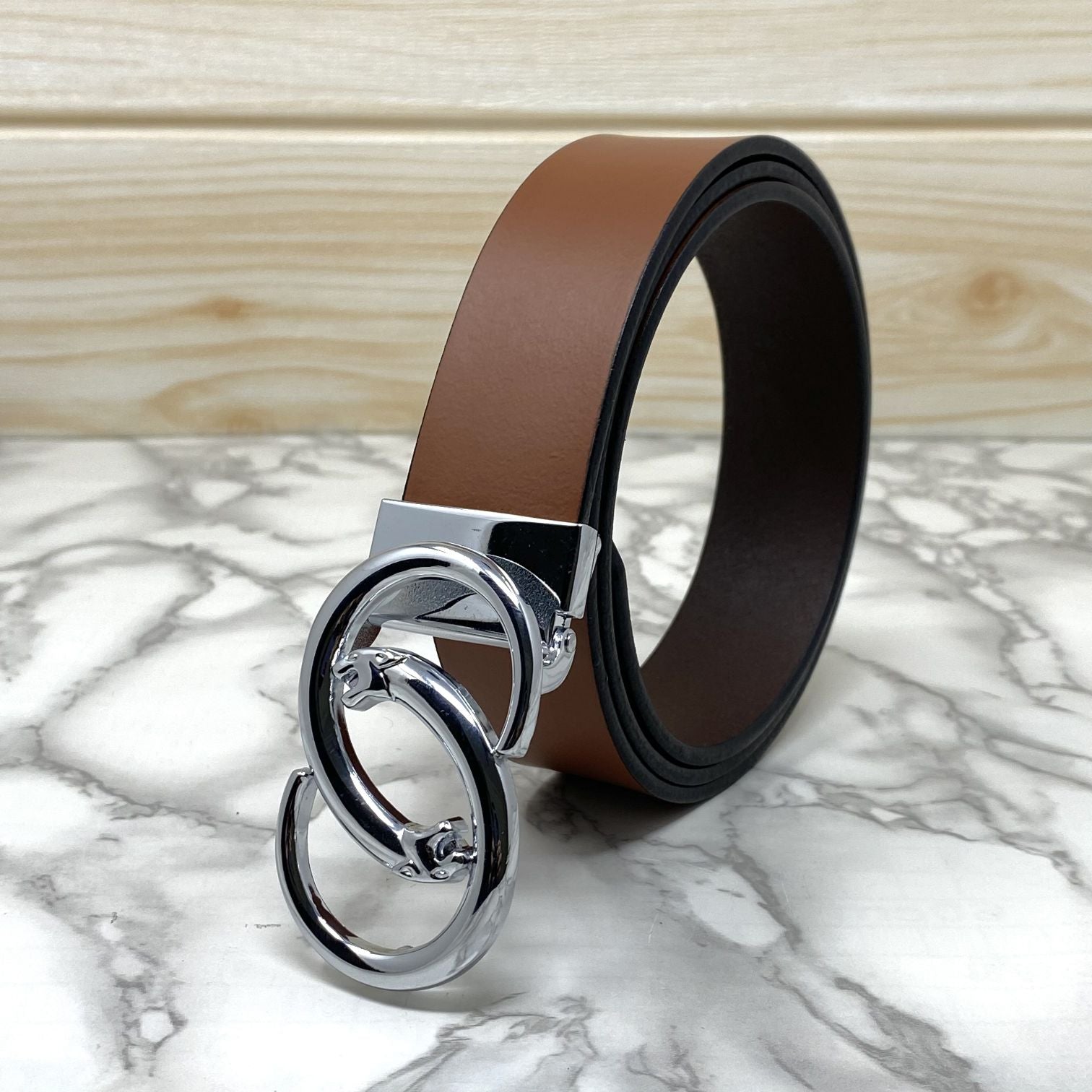 Classic Jaguar Design Leather Strap Belt-SunglassesCraft
