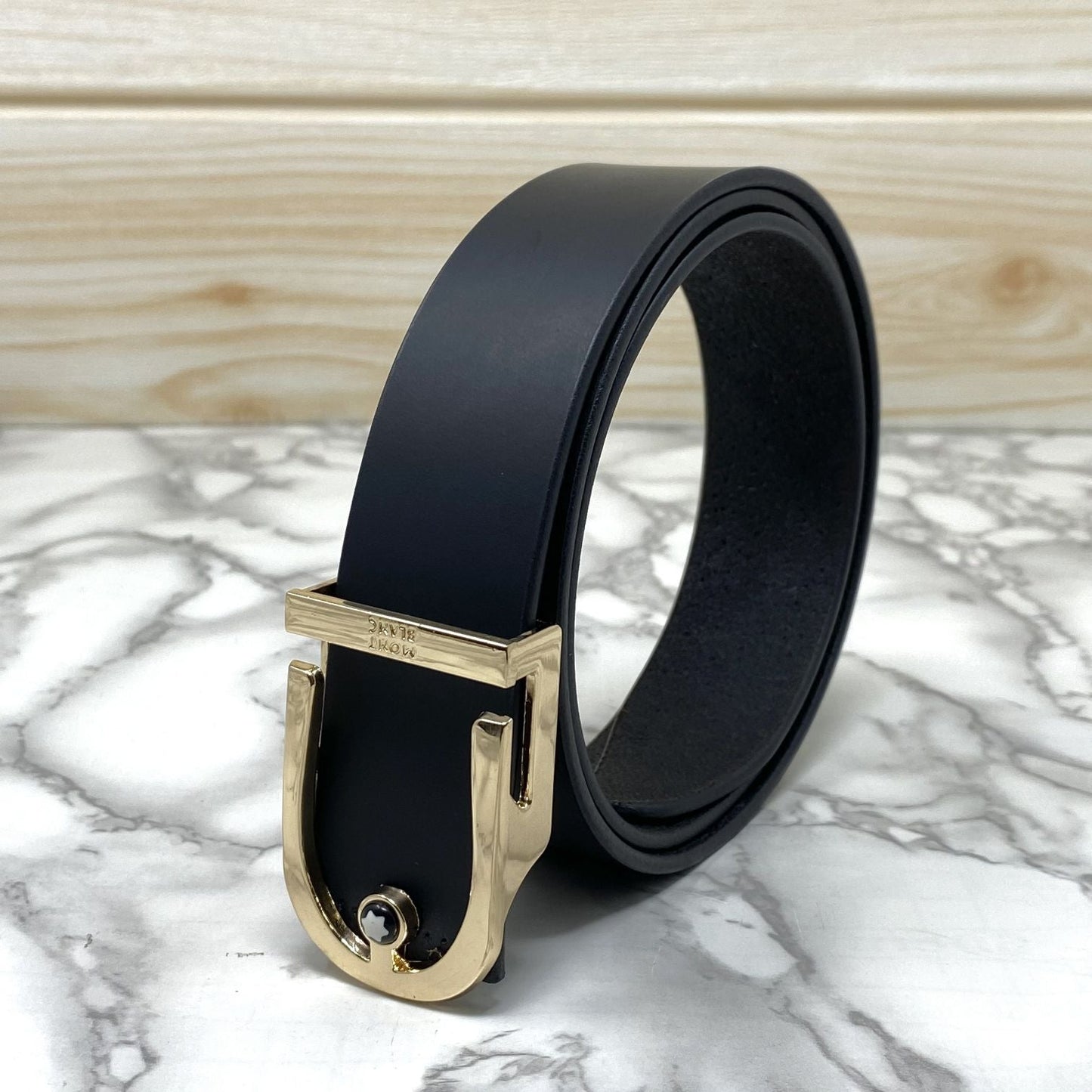 U-Shape Signature Formal Leather Strap Belt-SunglassesCraft