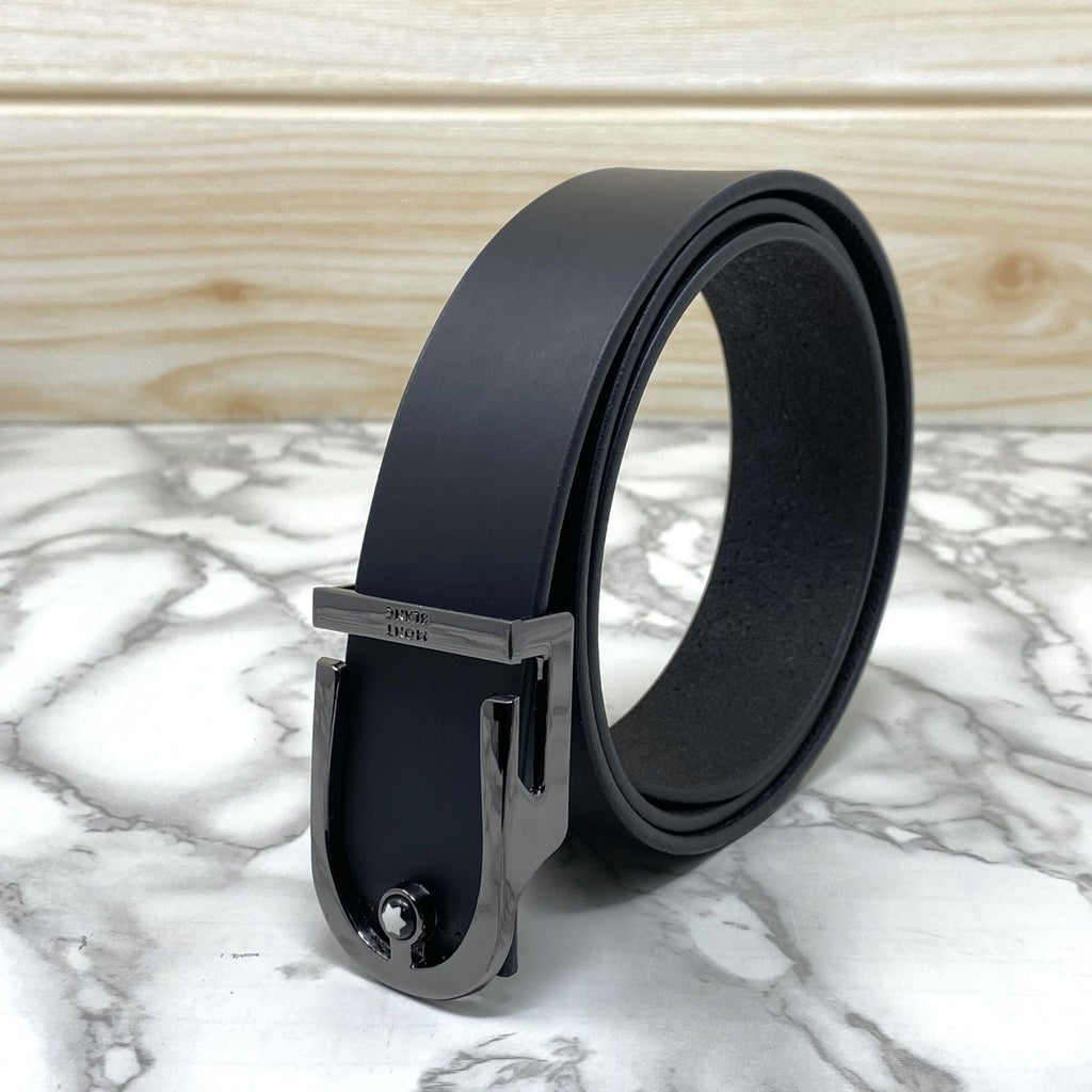 U-Shape Signature Formal Leather Strap Belt-SunglassesCraft