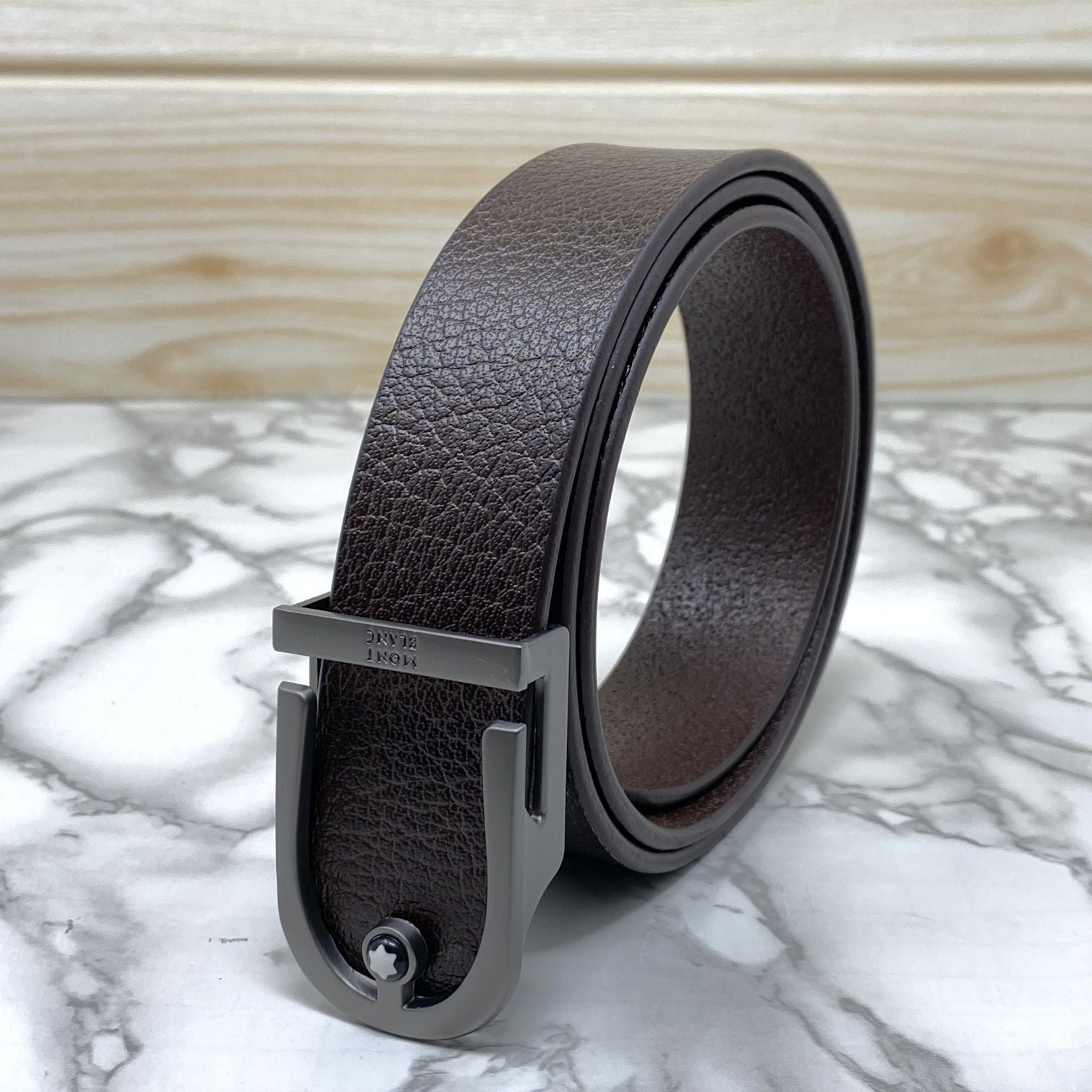 U-Shape Signature Formal Leather Strap Belt-SunglassesCraft