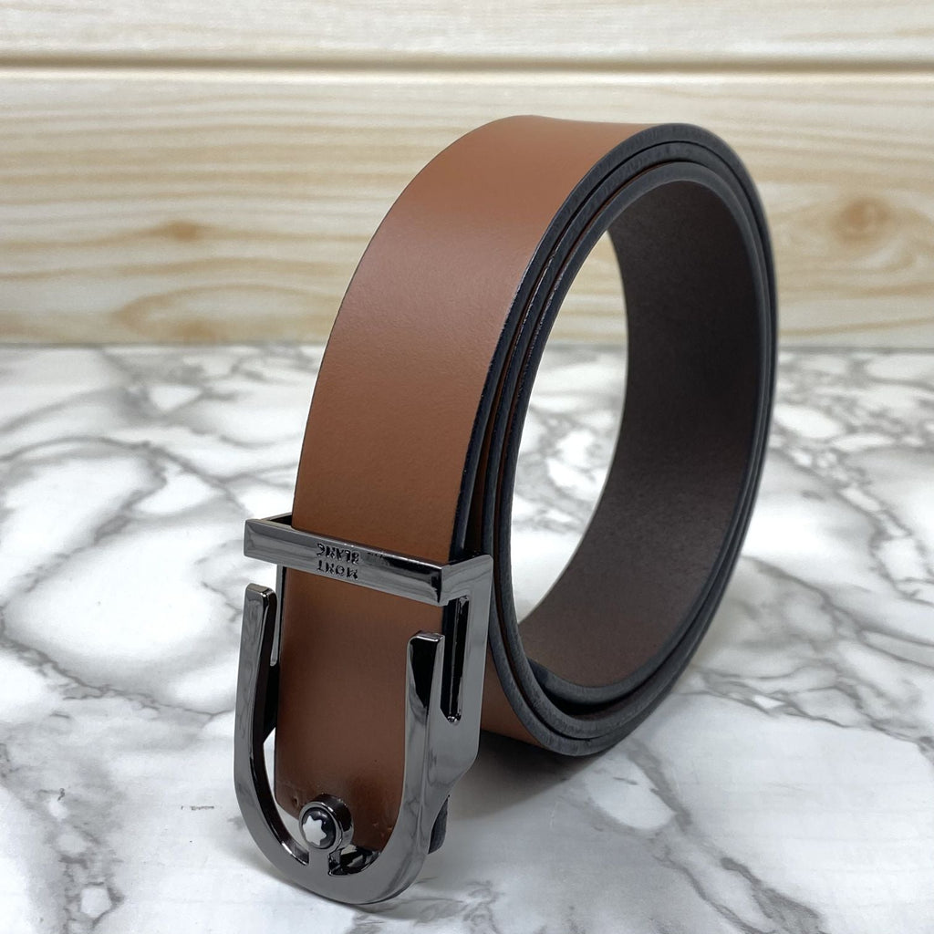 U-Shape Signature Formal Leather Strap Belt-SunglassesCraft
