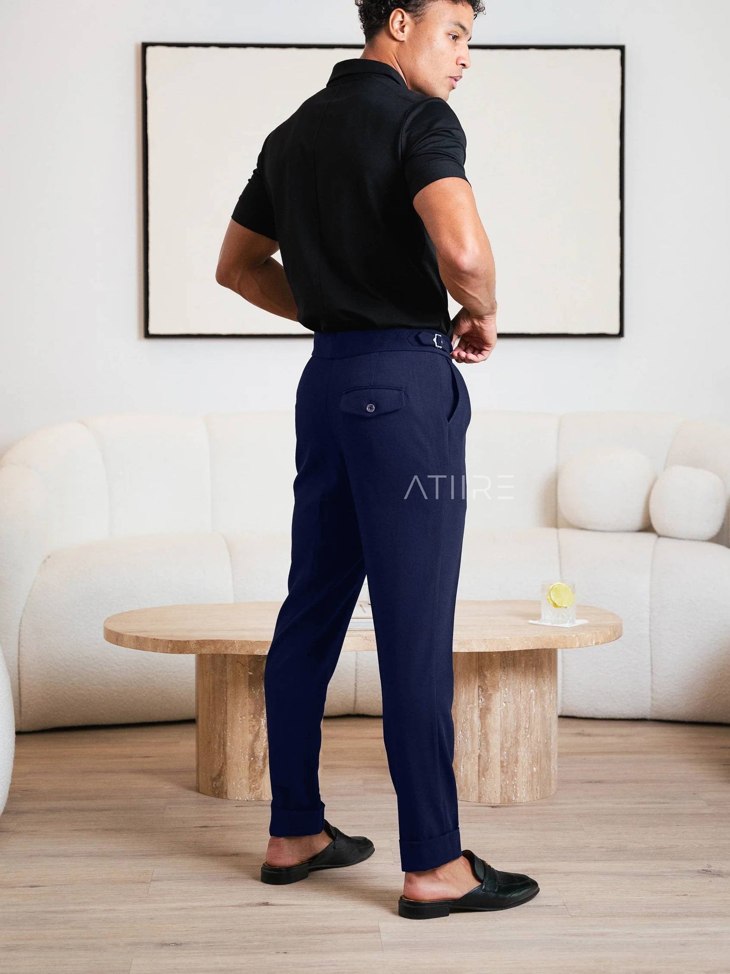 NAVY BLUE SIGNATURE ITALIAN GURKHA PANTS BY ATIIRE