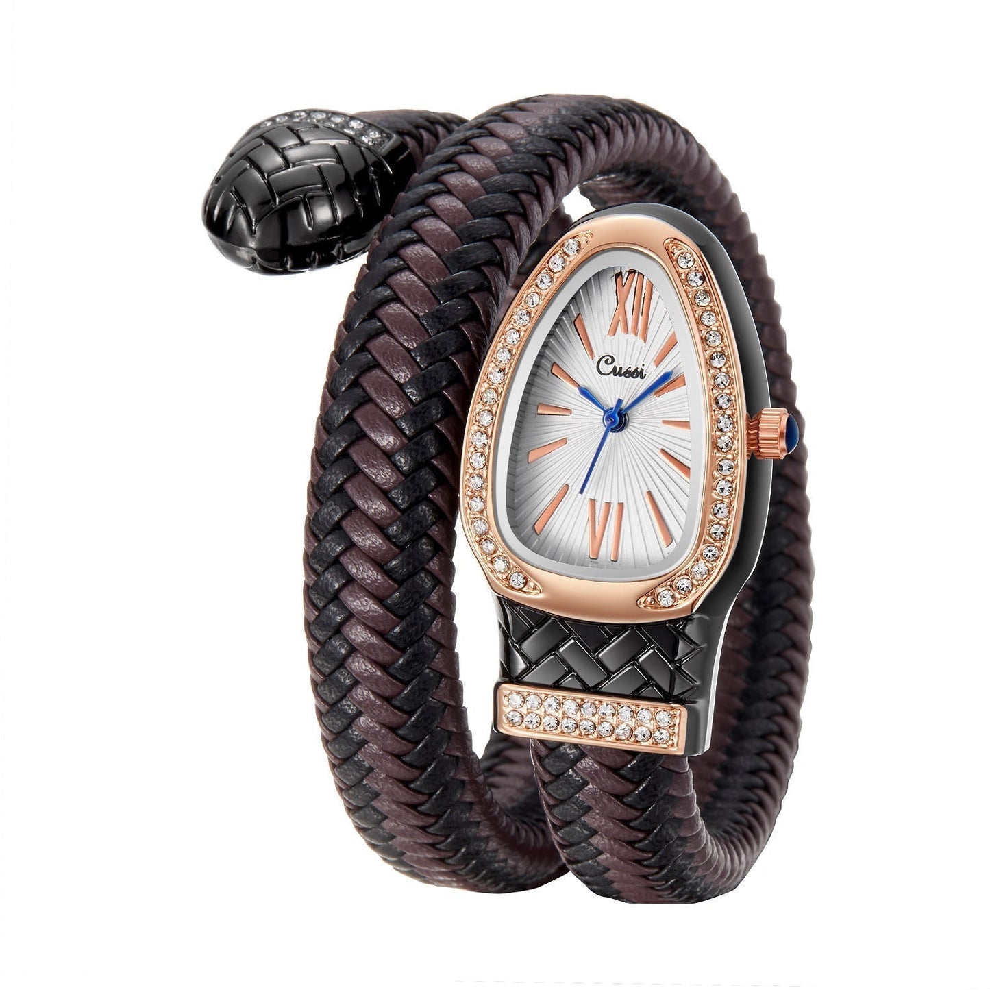 Women’s Snake-Inspired Quartz Watch – Luxury Leather Strap