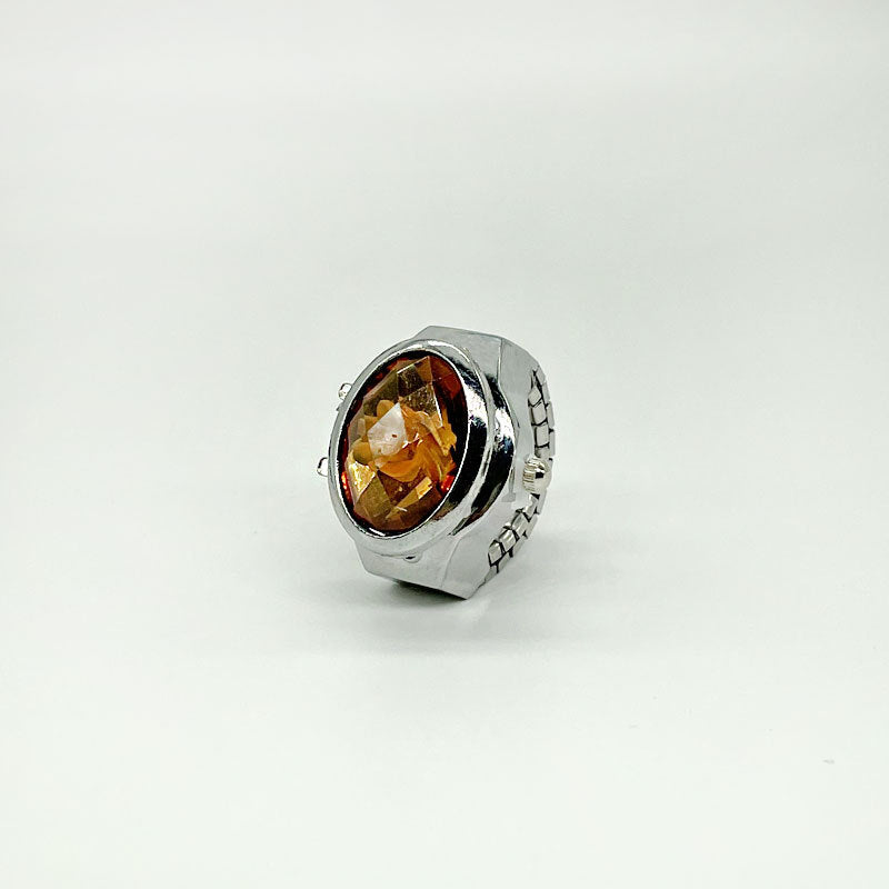 Women's Crystal Cover Ring Watch – Elegant Oval Quartz Finger Watch