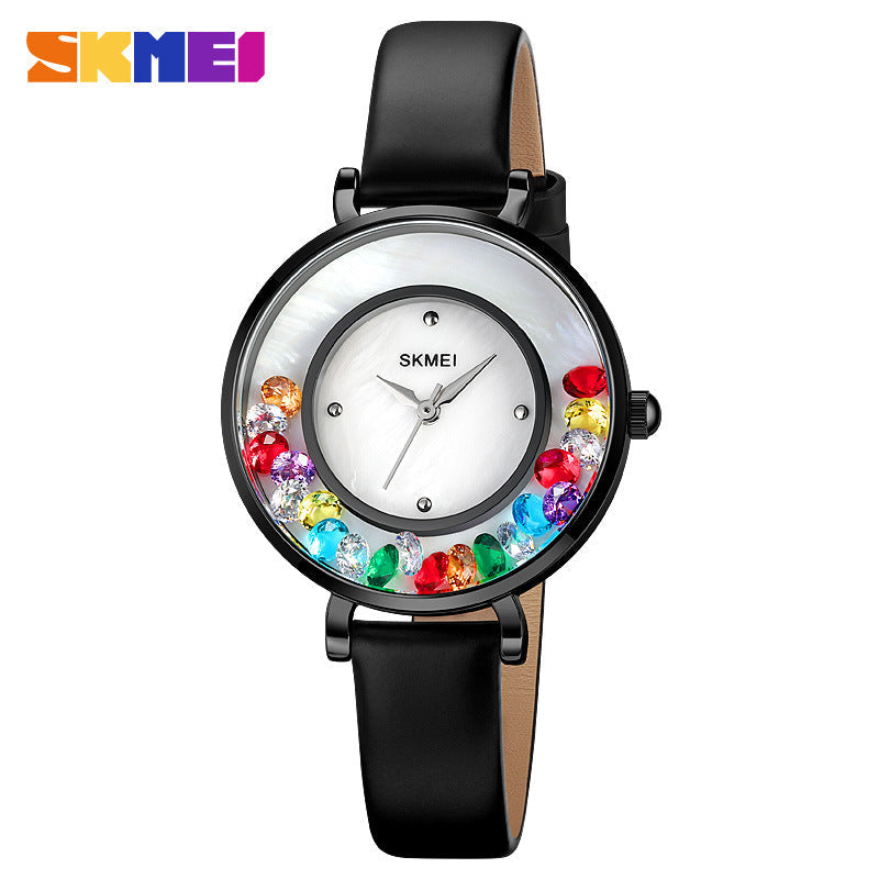 Moment Beauty Watch – Elegant Gem Roller, Fashionable Quartz for Women