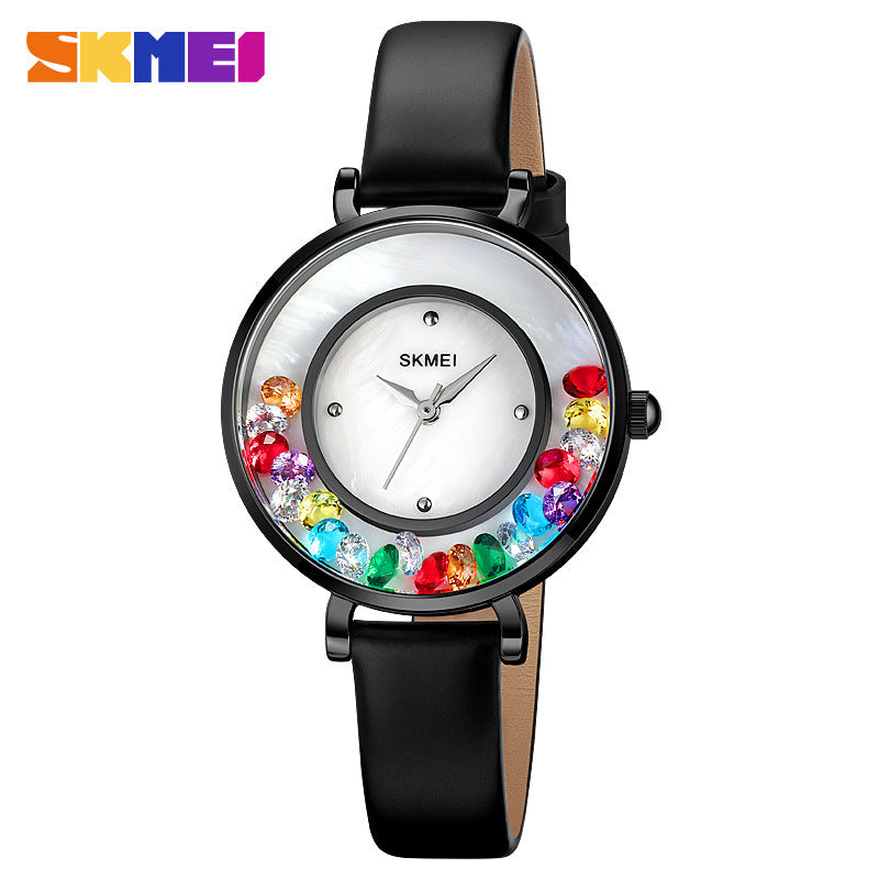 Moment Beauty Watch – Elegant Gem Roller, Fashionable Quartz for Women