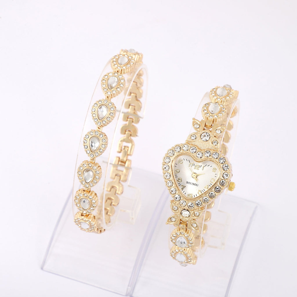Luxury Heart-Shaped Diamond Bracelet Watch for Women
