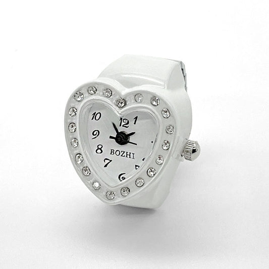 Women's Heart-Shaped Ring Watch – Accent Quartz Finger Watch